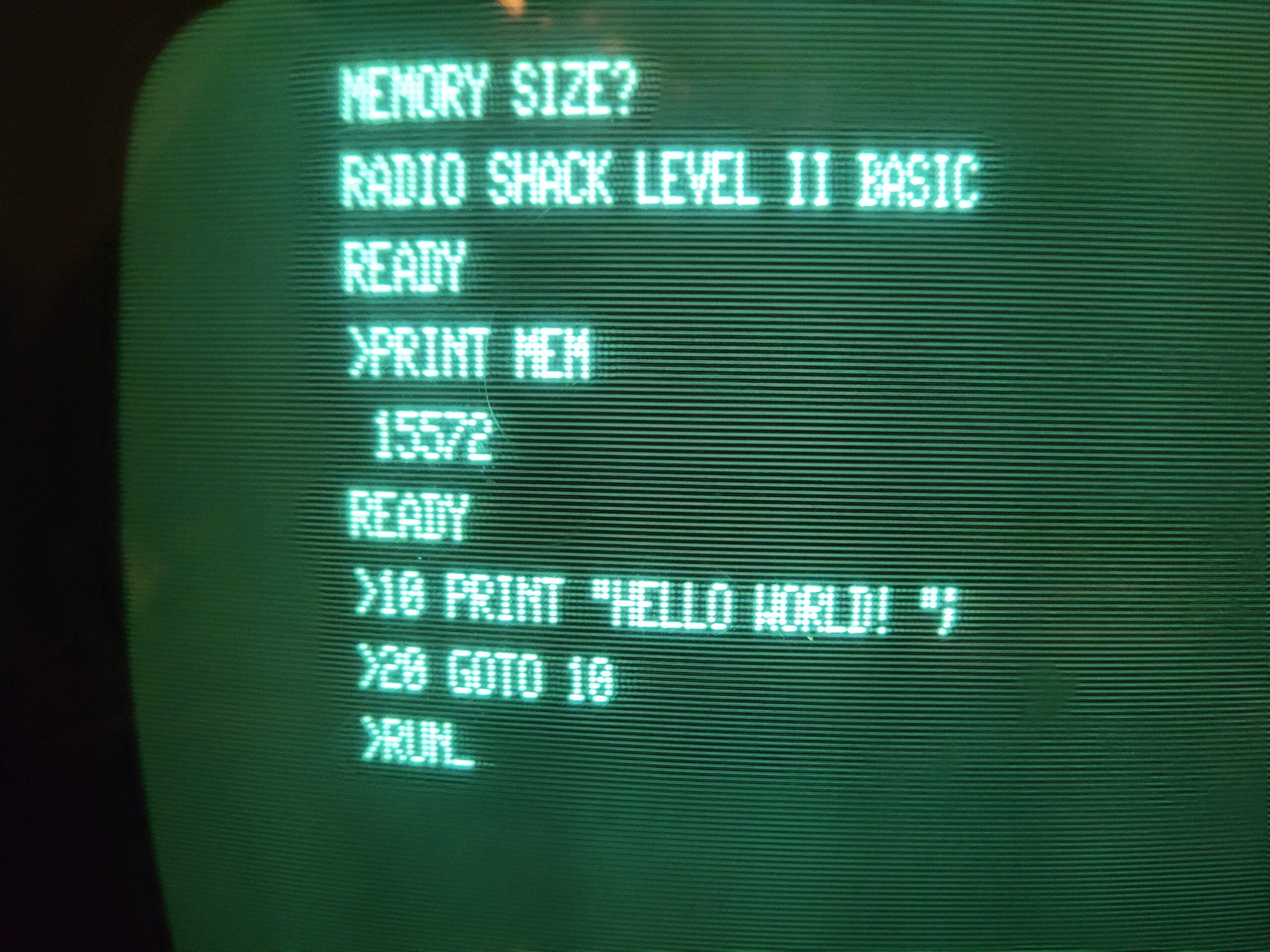 TRS-80 Memory and Hello World