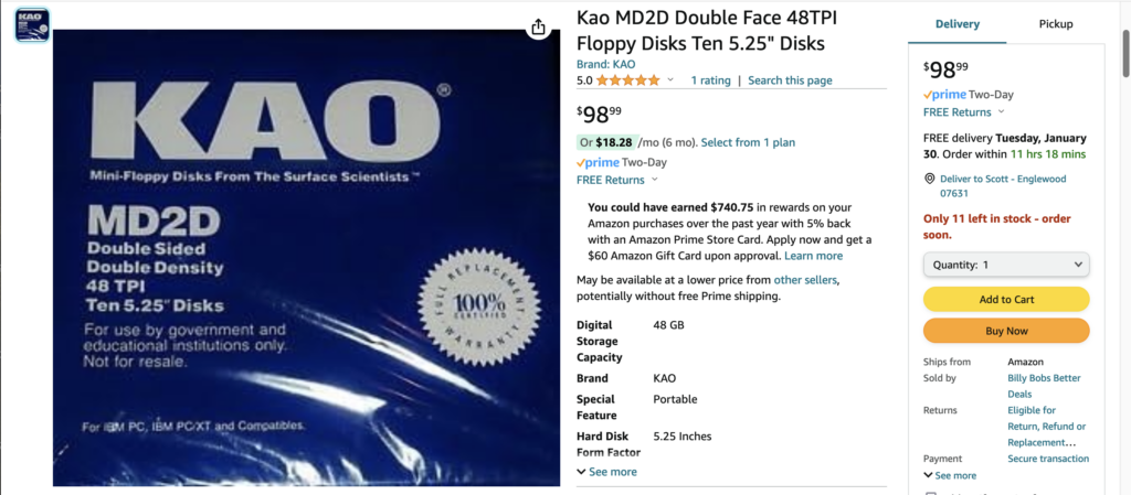 Kao disks at Amazon