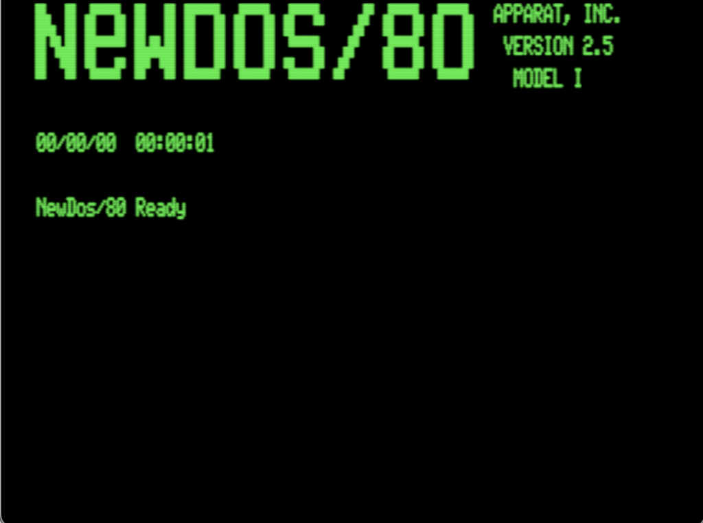 NewDos/80 Boot Screen