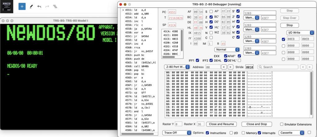 Setting trs80gp debugger